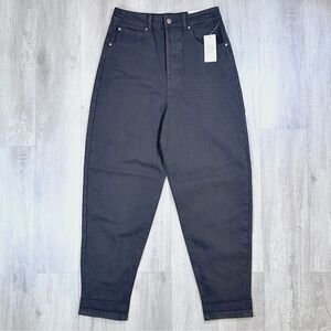 Women's Black High Waist Tapered Barrel Jeans 28